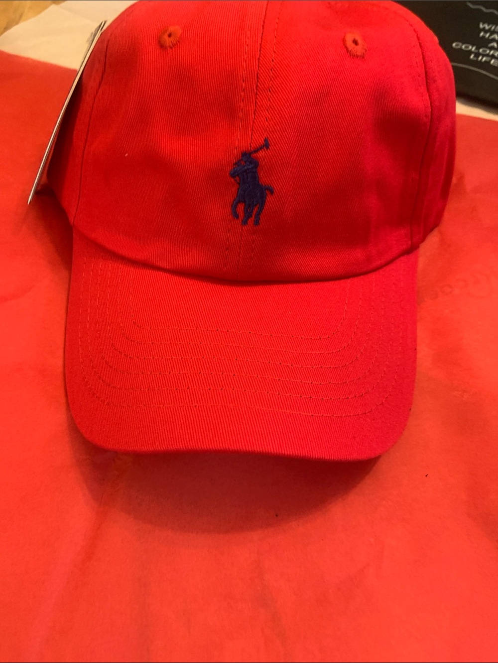 Polo by Ralph Lauren Red Cap with Navy Pony - Picture 2 of 8